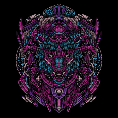 Dark Wolf artwork design illustration tshirt design