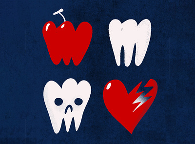 Heart Cooks Brain apple heart icons lightning skull teeth