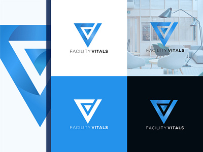 Facility Vitals Logo Design abstract branding company design flat icon identity identity branding identity design letter logo v letter vector