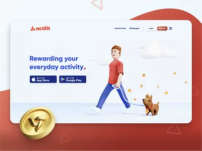 Actifit Landing Page - Brand Revamp 3d app branding crypto fitness illustration landingpage logo ui web design
