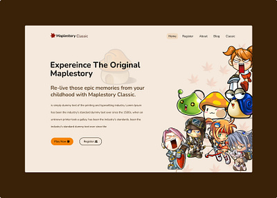 Landing page Design : Maplestory branding design game graphic design herosection illustration landingpage logo maplestory ui uidesign uidesigner ux vector webdesign webdesigner