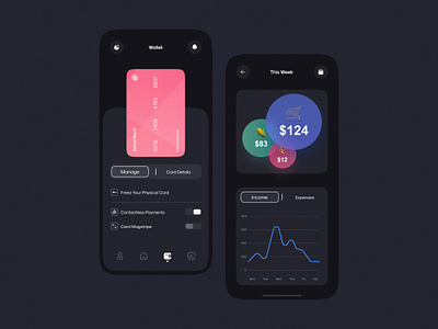 💶Banking App PFM Dashboard | Wallet Design bank bank app bank card banking banking app credit card dark mode dashboad debit card figma finance finance app financial financial app fintech fintech app google pay night mode personal finance pfm