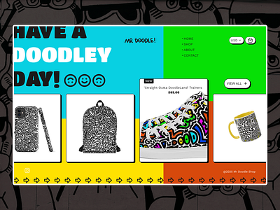 Doodle Shop — Hero branding layout shot typography ui web design