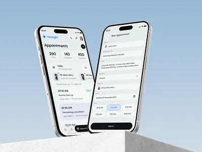 Healight Mobile App - SaaS Healthcare Appointments app app design appointment branding clean clinic consultation design doctore health health app healthcare medicine mobile app mobile design schedule ui uiux ux web design