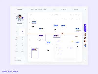 Calendar 038 branding calendar dailyui dailyui038 dashboard design illustration minimal purple simple ui ux