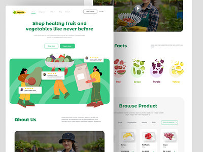 Sayur.io - Online Grocery Marketplace app branding design grocery grocery store healthy illustration landing page marketplace minimal shop ui ux vegetable vegetables website