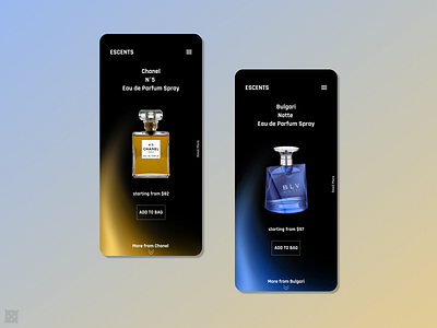 Escents App UI app aurora design minimal perfume ui