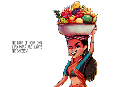 Ladies seller fruit. artamaz bestwork cartoon cartoon character character children book children book illustration creative design cute girl illustartion fruit fruit illustration fruit juice illustration