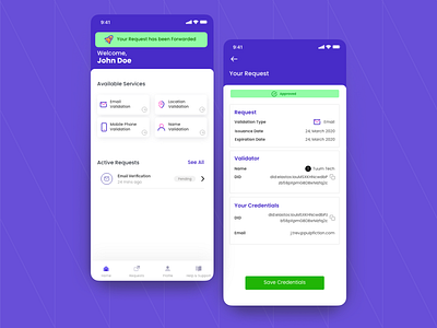 Decentralized app - Verification app adobe xd clean design decentralized decentralized app design elastos flat design madewithxd mobile app design tuum tech ui user experience user interface verification app