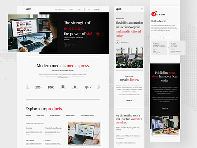 Media and Entertainment sector website - Media Press black white clean design features media mobile print products services ui web website