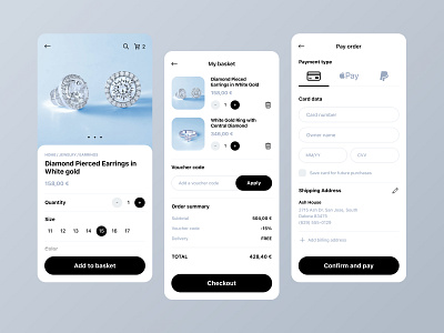 Jewelry E-commerce - App UI concept app app design application design app designs e commerce e commerce app e commerce design ecommerce ecommerce app ecommerce design ecommerce shop jewelry jewelry design jewelry shop ui ux web