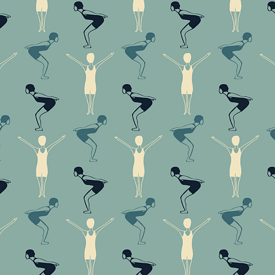 Swimming patterndesign blue decoration giftwrap illustration pattern patterndesign people retro retrocolors sport sportdesign surfacepatterndesign swimming wallpaper