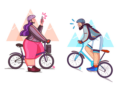 Bikers bikers brompton cycling illustration illustration art illustration design procreate