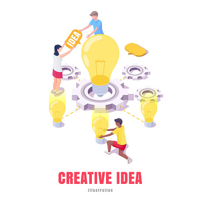 Creative idea animation app cartoon concept design flat illustration isometric online vector web