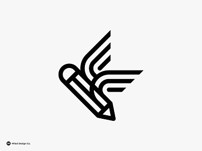 Winged Pencil design fly illustration logo logodesign mark minimal modern pen pencil symbol wing