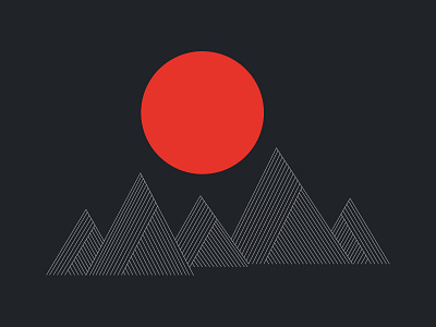 white line mountain black illustraion illustrator minimal mountain red sun white