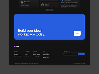 Attio – CTA Interaction attio blue dark footer interaction management modern modules powerful pre footer shapes tech