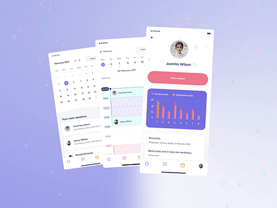 Digital Therapy Mobile App animation apple app calendar dashboard diagnose healthcare medical medical app medical care minimal mobile mobile app purple red saas saas app schedule therapy ui ux