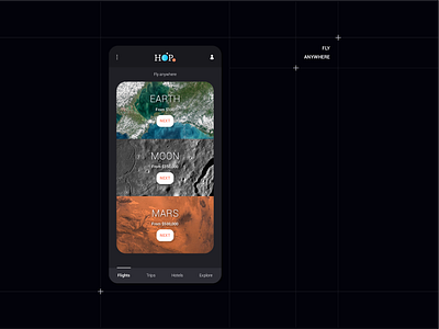 HOP - Fly anywhere branding dark design icon logo space ui ux vector web