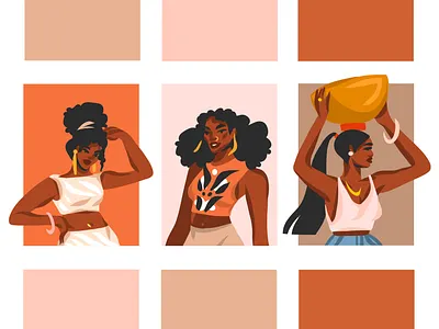 Ethnic girls abstract adobe draw african american african woman art cartoon design digital art flat girl girl character illustration ipad pro people people illustration procreate procreate art vector vector art vector illustration