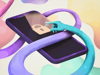 Locker Illustration adobe photoshop biometric colors design fingerprint illustration ios lock security unlock