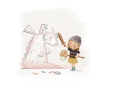 Defeat the dragon book book illustration children children book illustration childrens book dribbble feel girl illustration procreate