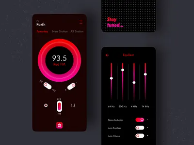 Radio App equilizer fm radio mobile app design music music app music lover music lovers music player musicbeats personalised music app radio radio app radio button stay tuned ui design ui designs uidesign uiux uiux designer uxdesign