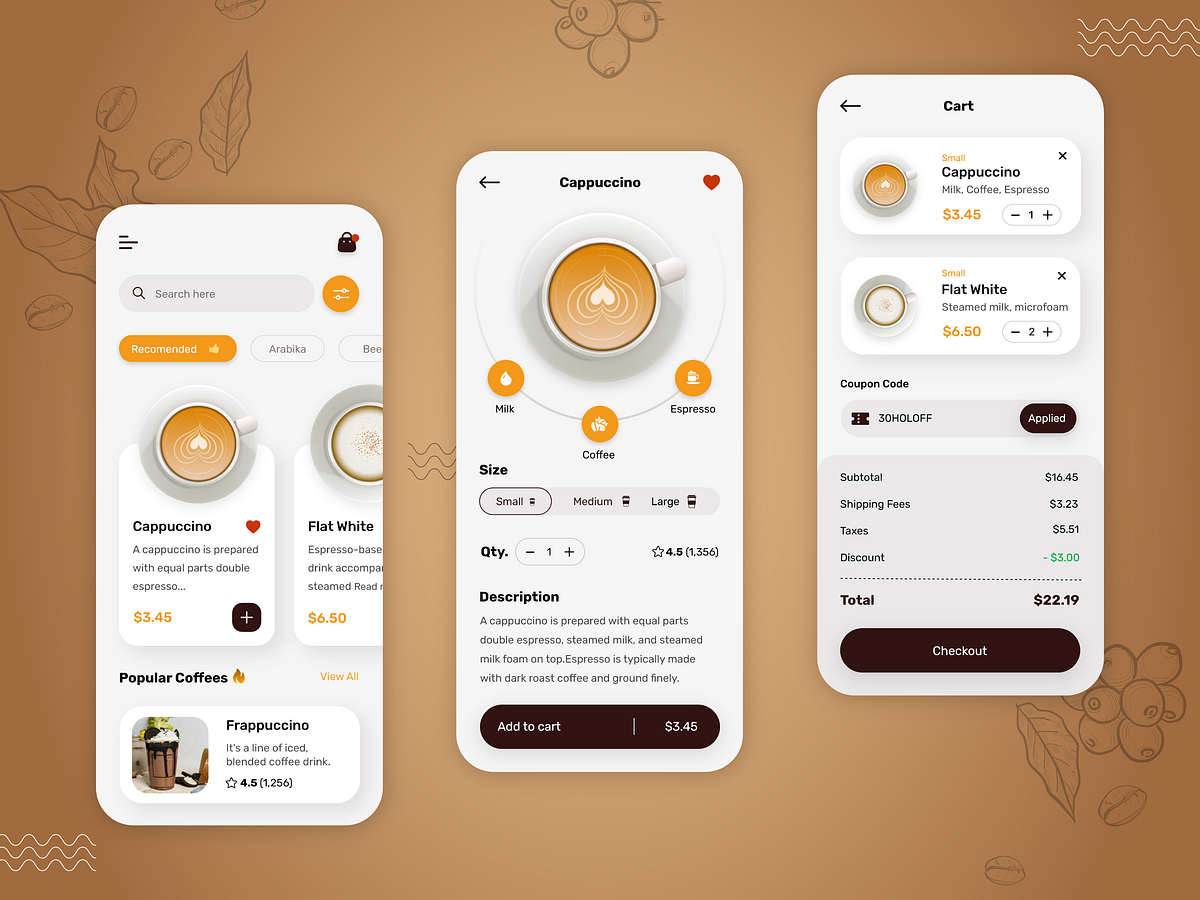 Café Coffee House Mobile App by CMARIX TechnoLabs on Dribbble