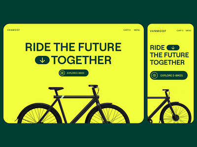 VanMoof Responsive Hero Header Concept | E-Bike Shop adobe xd bike clean design e bike ebike ecommerce landingpage minimal shop simple typography ui ui design ux ux design web web design website yellow