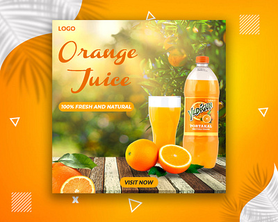 Orange Juice social media banner 2021 banner creative delicious discount facebook post gradient illustration instagram post juice banner logo modern online poster social media tasty typography vector web banner