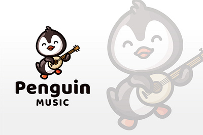 Penguin Music Logo Template guitar