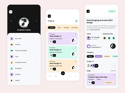 Projects appdesign creative design illustration inspiration interface profile card profile page project manager project managment projects task management task manager trendy design ui uidesign userinterface ux uxdesign