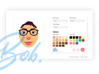 Bob, Make a new friend (web application) adobe xd configurator design face friend frontend ui vue vuejs webdesign website