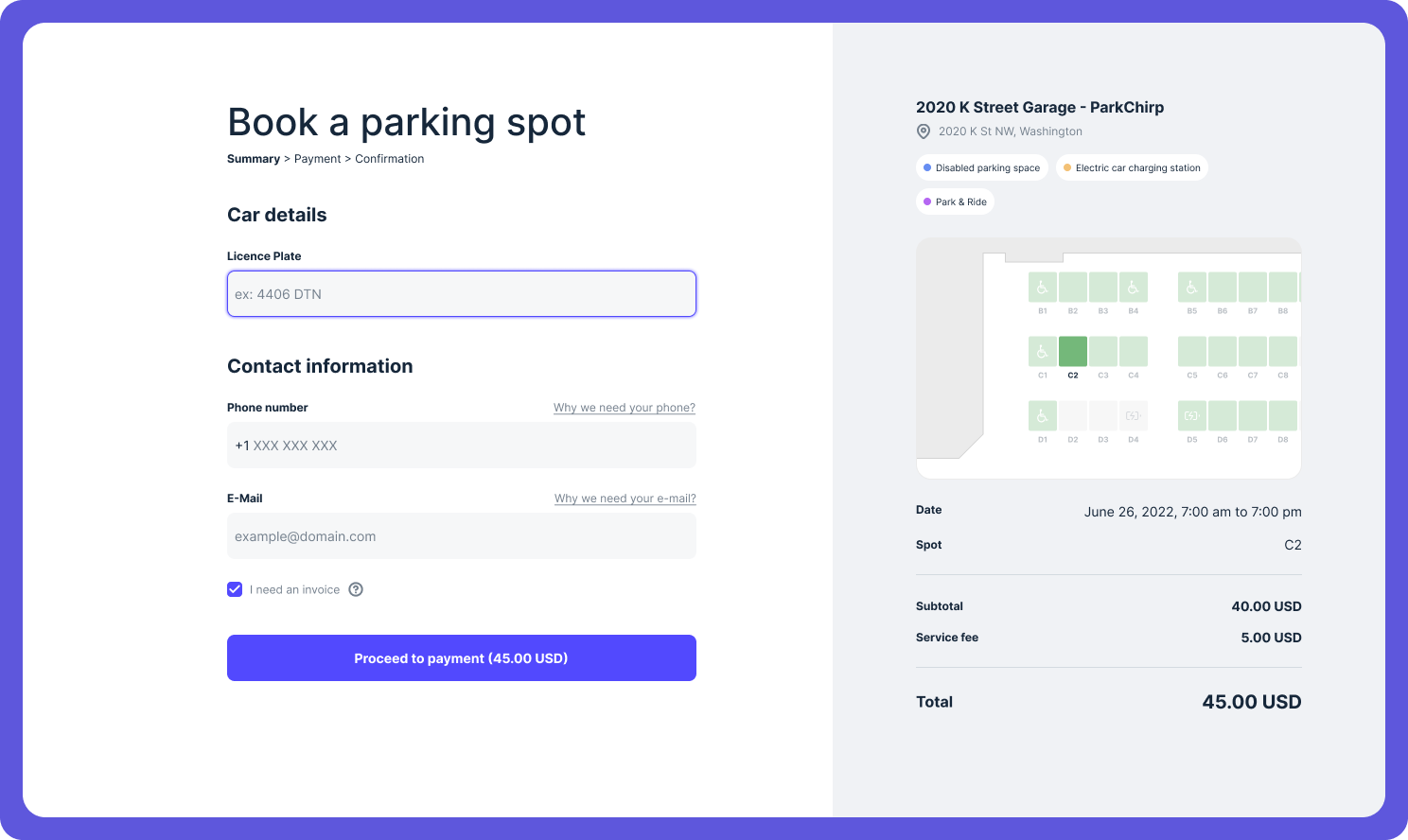 Booking system for Car Parks by Michał Ptaszyński on Dribbble