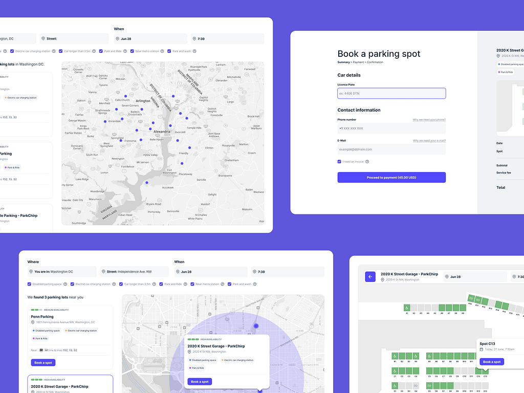 Booking system for Car Parks by Michał Ptaszyński on Dribbble