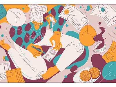 Postcard design friendship home illustration people postcard vector