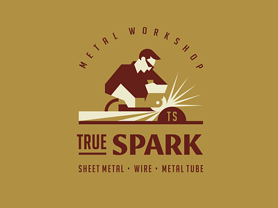 True Spark badge brand identity branding face geometric handcraft illustration logo logobrand logotype man metal modern logo people retro vector vintage work worker workshop