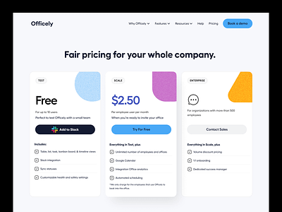 Officely Saas pricing page design interface landing payments plans price pricing pricing page saas site table ui ux web webflow