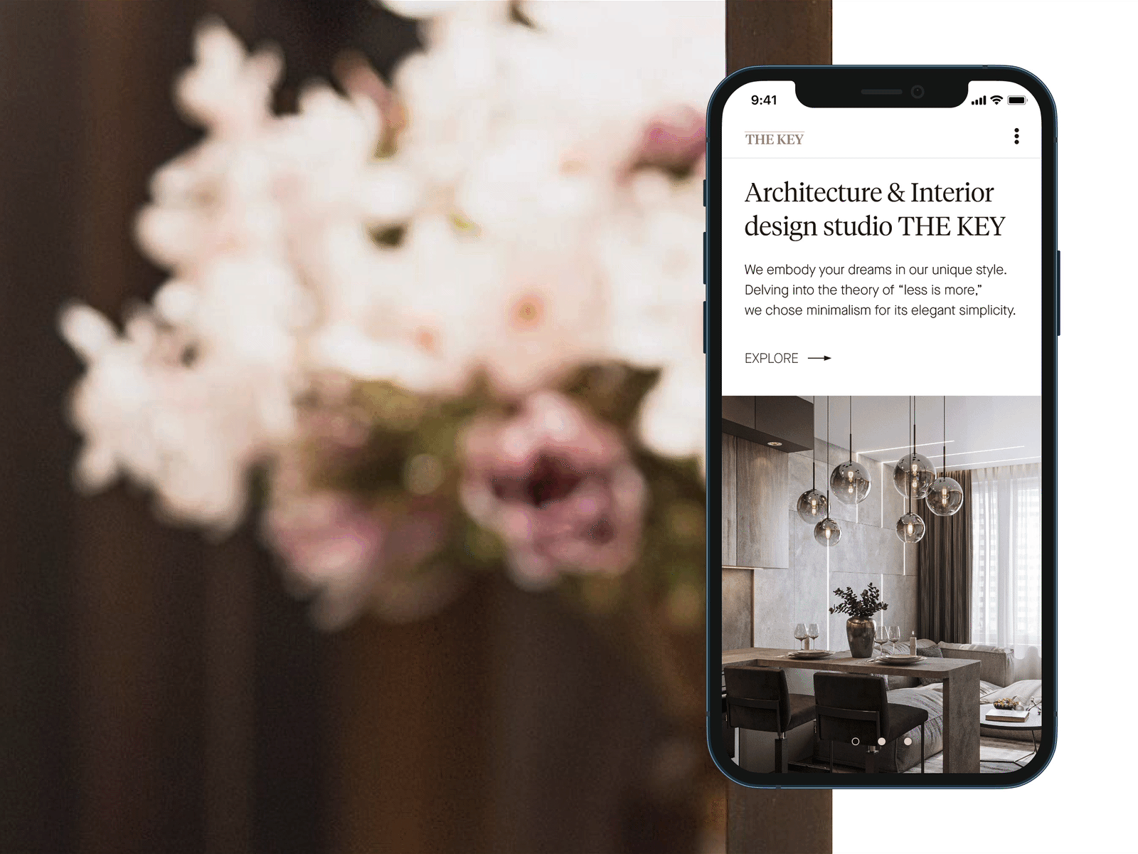 THE KEY Architecture & Interior design studio / Mobile version adaptive animation architecture behance dribbble furniture interface interior minimalism mobile ui ux website