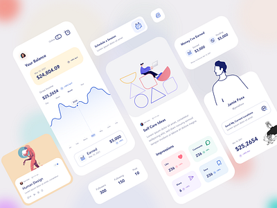 App UI android app balance blog card clean design flat ios minimal post profile ui user ux