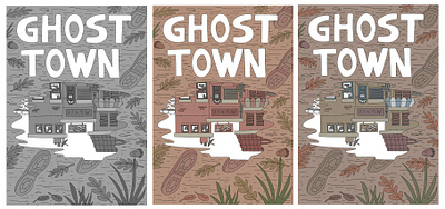 Ghost Town design drawing illustration poster