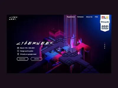 A hackathon landing page X MLH 2021 design beautiful black design figma hackathon illustration isometric minimal mlh ui ux website