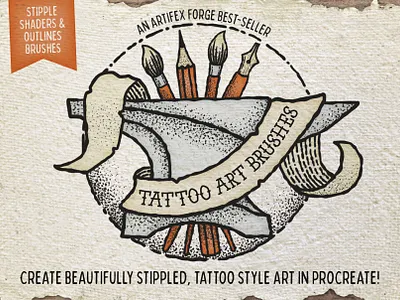 Tattoo Art Brushes - Procreate brush brushes etch etched ink inked jerry liner outline outlines procreate sailor shaders stipple stippled tattoo tattooed tattoos texture vintage