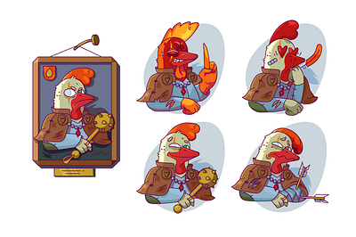 Rooster anthropomorphic character cartoon character evel good illustrator in love rooster sad vector illustration