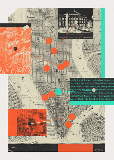 263 collage editorial illustration history illustration lo fi manhattan map new york nytimes print sunday review