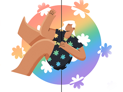 Happiness character illustration climb equipment climbing dance app flower shop girl dancing lgbt lgbt character pole dance pride pride colors pride month summer illustration