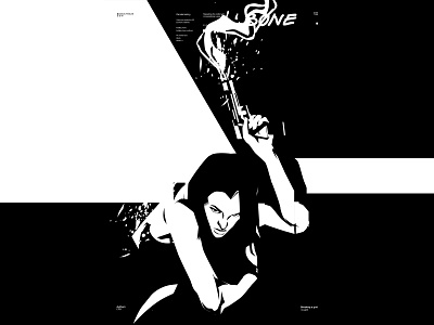 Killer abstract black and white comics composition illustration ink killer laconic lines minimal pistol poster woman