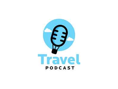 Travel Podcast airballoon art brandidentity branding business creative designer illustration interviews logodesigner logodesigns logos microphone podcast podcast logo travel travel logo travelling vector