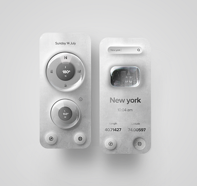 Compass app concept compass location minimal mobile neumorphism neumorphism ui new york texture ui uidesign