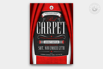 Red Carpet Flyer Template black and red cabaret classy club design elegant event fashion festival flyer movie night party photoshop poster psd red red carpet scarlet template